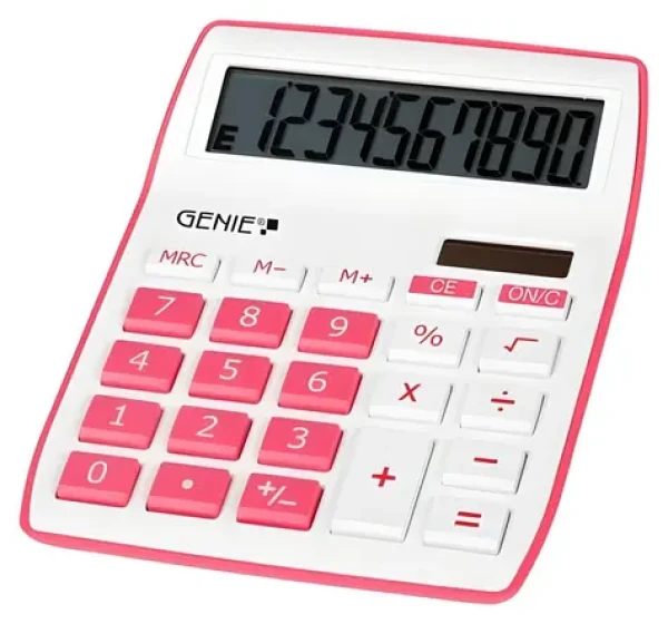 Genie 840P ružová / Kalkulačka / Stolný / 10miestny displej / solárne a batériové napájanie / sklopný displej (12264)