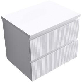 CERANO - Kúpeľňová skrinka Carole + doska pod umývadlo Navira Pro - 36 mm - biela matná ryhovaná - 60x51,6x46 CER-264323
