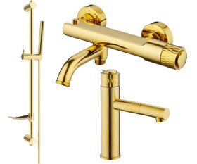 MEXEN/S - Diamond DF70 Set umývadlovej a vaňovej batérie s príslušenstvom, zlato 71503DF70-50