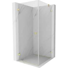 MEXEN/S - Lunar-B sprchovací kút dvere krídlové ľavá 80 x 80, transparent, zlato kartáčovaná 832-080-080-55-00-L