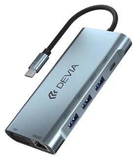 Devia Leopard Series tmavo šedá / USB hub / 11v1 / USB-C (6938595399992)