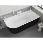 MEXEN/S - Silo voľne stojaca rohová vaňa pravá reliéf 170 x 80, biela/čierna, sifón a prepad biela 52891708075P-20