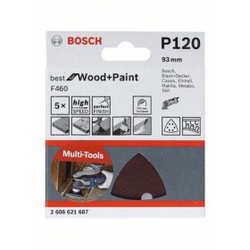 Bosch Accessories Bosch 2608621688 brúsny papier pre delta brúsky Zrnitosť 180 (d x š) 93 mm x 93 mm 5 ks; 2608621688