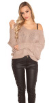 Sexy KouCla XL V-Cut knit sweater with lacing KHAKI Einheitsgroesse