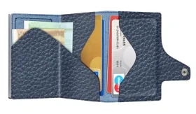 TRU VIRTU Click Slide Pebble námornícka modrá/strieborná / Peňaženka / RFID ochrana / koža a hliník / až 12 kariet (24104004412)