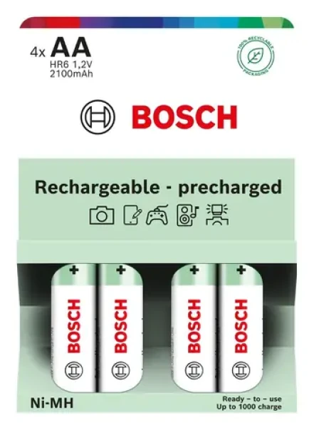 BOSCH HR6B4P2100/00 / Nabíjacie batérie / AA (HR6) / 2100 mAh / NiMH / 4 ks (8594162800520)