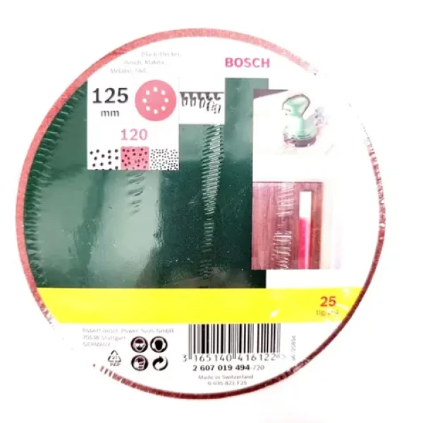 BOSCH 2607019494 / Sada brúsnych papierov pre excentrické brúsky / Zrnitosť 120 / Priemer 125 mm / 25 ks (2607019494)