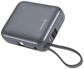 Swissten Space 10000 mAh strieborná / Powerbanka s integrovaným káblom / 35W / USB-C (22013986)