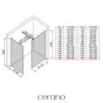 CERANO - Sprchová zástena Walk-in Onyx TL/P - 8 mm - hranatá vzpera - čierna matná, bronzové sklo - 160x160x200 CER-686917