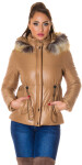 Trendy winter jacket with a detachable hood CAPPUCCINO M