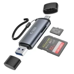 Tech-Protect UltraBoost šedá / Čítačka kariet / SD, microSD / USB-C USB-A