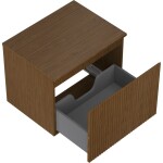 MEXEN/S - Rivel kúpeľňová skrinka pod umývadlo 60 cm s doskou, 1 šuplík, reliéf, orech 91A20-06047-1-BFC86