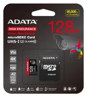 ADATA High Endurance / Micro SDXC karta / 128 GB / UHS-I U3 / Class 10 / čítanie: 100 MB/s / zápis: 80 MB/s (AUSDX128GUI3V30SHA2-RA1)