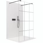 CERANO - Sprchová zástena Walk-in Onyx Duo Ľ/P - 8 mm - okrúhla vzpera - čierna matná, industriálne sklo - 90x200 CER-8050BD2156