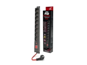 Acar R8 Power čierna / Predlžovací kábel / 8 zásuviek / 5 m / prepäťová ochrana (W2452)