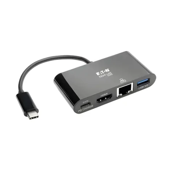 EATON Tripp Lite U444-06N-H4GUB-C čierna / Multiportový adaptér / USB-C / 4K HDMI / RJ-45 / PD nabíjanie (U444-06N-H4GUBC)