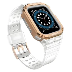 Hurtel Protect Strap Band transparentný/rose gold / Remienok s krytom / Apple Watch 42/44/45 mm