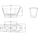 MEXEN/S - Dora voľne stojaca vaňa 160 x 75, biela/čierna, sifón a prepad ružové zlato 52071607575-60