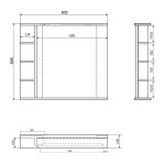 AQUALINE - KORIN STRIP zrkadlo s LED osvetlením a poličkami 80x70x12cm KO350S