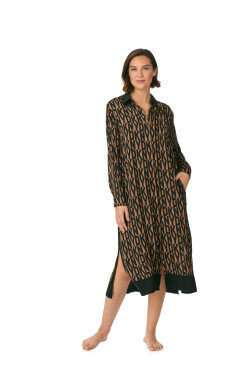 Dámska nočná košeľa YI30017 Brown Printed DKNY