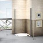 H K - Štvrťkruhová sprchová zástena LUREN S2 90, číre sklo, R550 vrátane sprchovej vaničky z liateho mramoru SE- LURENS290 / SE- ROCKY-90Q