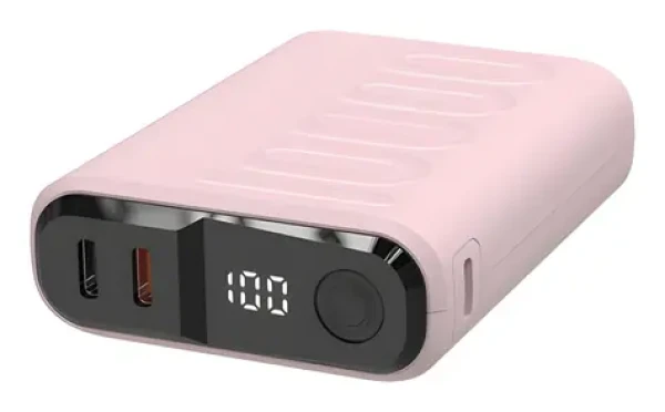 RealPower PB-10000C PD+ ružová / Powerbanka 10 000 mAh / 3x USB-C / Power Delivery (458441)