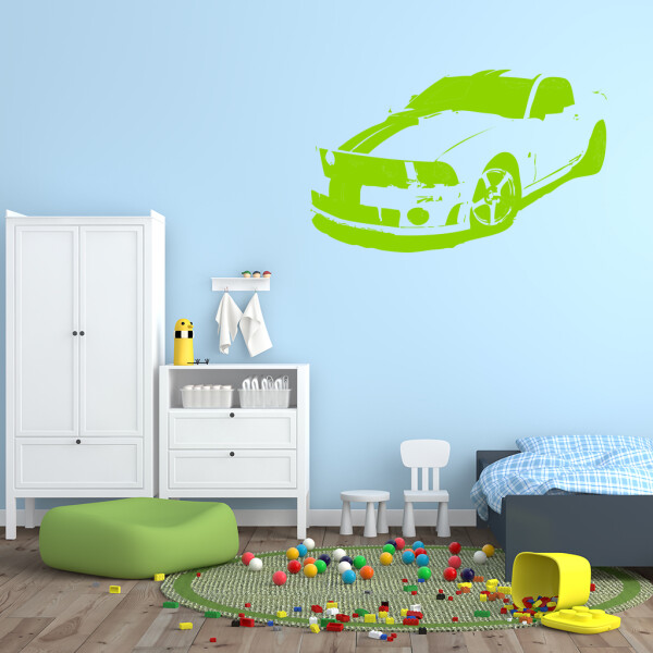 Veselá Stena Samolepka Auto Mustang Farba: zelená, Veľkosť: 80 x 50 cm