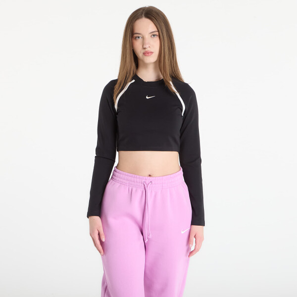 Tričko Nike Sportswear Women's Tight Long-Sleeve Cropped Top Black/ Black/ Chalk/ Chalk S