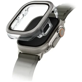 UNIQ Voute strieborná / Puzdro s tvrdeným sklom / Apple Watch Ultra 49mm (UNIQ-49MM-VOUTSIL)