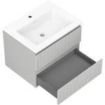 MEXEN/S - Rivel kúpeľňová skrinka 60 cm s umývadlom Otis, 2 zásuvky, reliéf, šedá mat/biela mat 91A20-06047-2-BFF62-W18M01