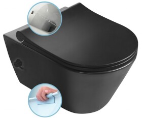 SAPHO - AVVA CLEANWASH závesná WC misa, integrovaná batéria a bidetová spŕška, Rimless, 35,5x53cm, čierna mat 100315-110