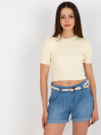 Krémový crop top s žebrovaným střihem JEDNA VELIKOST