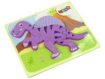Mamido Drevené puzzle pre najmenších dinosaurus ružové
