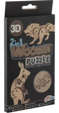 GRAFIX Drevené 3D puzzle 2v1 Kengura a lev