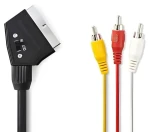 Nedis SCART - 3x RCA kábel čierna / Kábel / prepínateľný / 480p / 1 m (CVGP31130BK10)