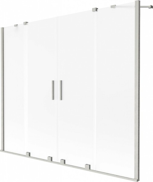MEXEN/S - Velar Duo dvojkrídlová posuvná vaňová zástena 200 x 150 cm, dekor, nikel kartáčovaný 896-200-000-32-97