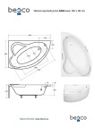BESCO - Asymetrická vaňa ADA - Nožičky k vani - S nožičkami, Rozmer vane - 140 × 90 cm, Spôsob prevedenia - Ľavé VANADA140L+OLVPINOZ