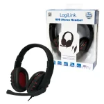LogiLink Headset Stereo USB čierna, červená / Headset / S mikrofónom / 32 ? / USB / kábel 2 m (HS0033)