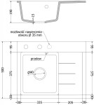 MEXEN MEXEN - Ben granitový drez 1 s odkvapkávačom ľavý 600 x 500 mm, čierna kropenatá, sifón chróm 6522605000-76