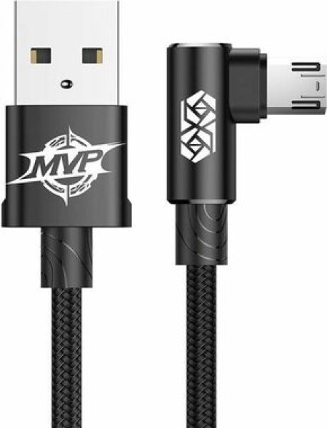 Baseus MVP kábel USB-A na microUSB čierna / 2 m / Pravý uhol (30554-uniw)