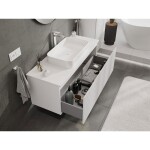 MEXEN/S - Rivel kúpeľňová skrinka pod umývadlo 120 cm s doskou, 1 šuplík, reliéf, biela mat 91A20-12047-1-BFC01