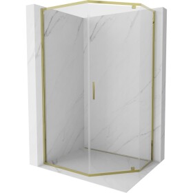 MEXEN - Exo sprchovací kút päťboký krídlový 100 x 90, transparent, zlato 812-100-090-50-00