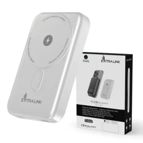 Extralink MagSafe biela / Powerbanka / 10 000 mAh / MagSafe / PD 20 W + 15 W / USB-C, USB-A