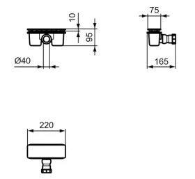 Ideal Standard UltraFlat matná čierna / Odtoková súprava / pre sprchové vaničky / priemer 40 mm (T4493V3)