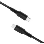 FIXED Liquid silicone Nabíjací a dátový kábel s konektormi USB-C/Lightning a podporou PD 1.2m čierna / MFI (FIXDLS-CL12-BK)