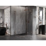 MEXEN/S - Lunar L Duo sprchovací kút dvere krídlové pravá 100 x 70, transparent, meď kartáčovaná 834L-100P-070L-65-00