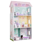ECOTOYS Trojposchodový domček pre bábiky Jahodový