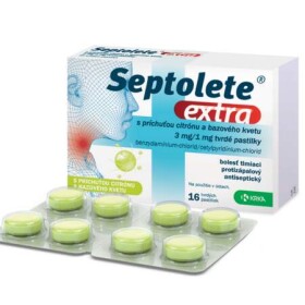 SEPTOLETE Extra príchuť citrón a bazový kvet 16 tvrdých pastiliek