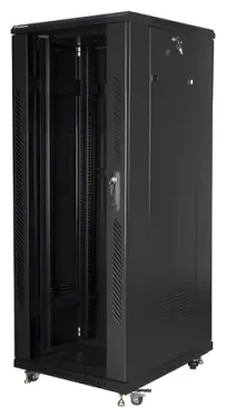 Lanberg FF01-6832-12B čierna / Stojanový rozvádzač / 19" / 32U / 600x800 mm / Sklenené dvere / Nosnosť 800 kg (FF01-6832-12B)