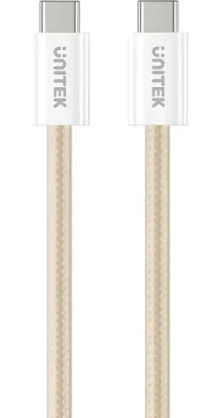 Unitek C14141ACL01-1M béžová / Kábel / USB-C(M) - USB-C(M) / PD 100W / magnetické navíjanie / opletený / 1 m (C14141ACL01-1M)